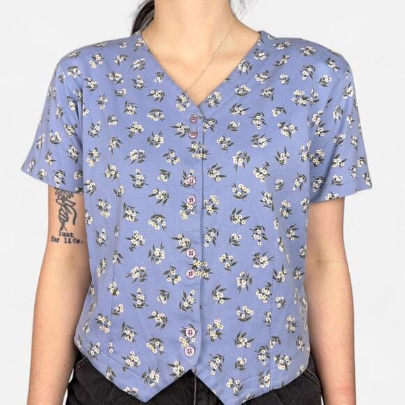 L.L.Bean Tops - Vintage llbean blue floral button